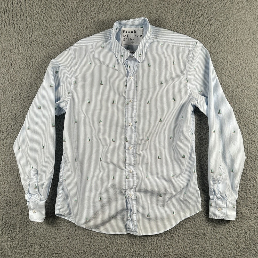 Frank & Eileen Finbar Shirt Mens Small Striped Nautical Print Button Down LS